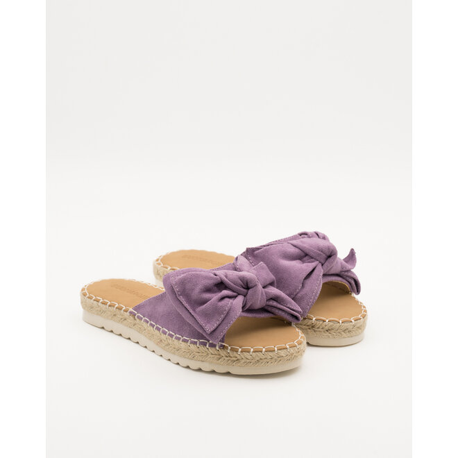 Pantoffel Flieder suedine mit Schleife