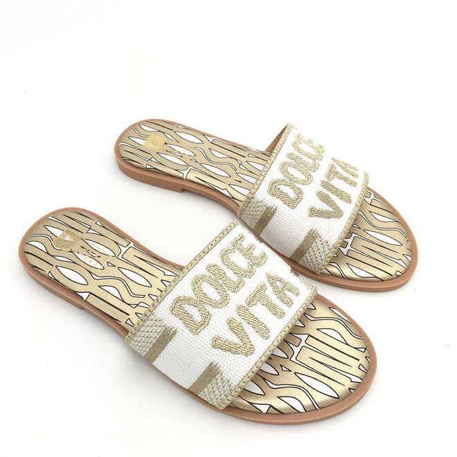 Slipper Gold Weiß Dolce Vita