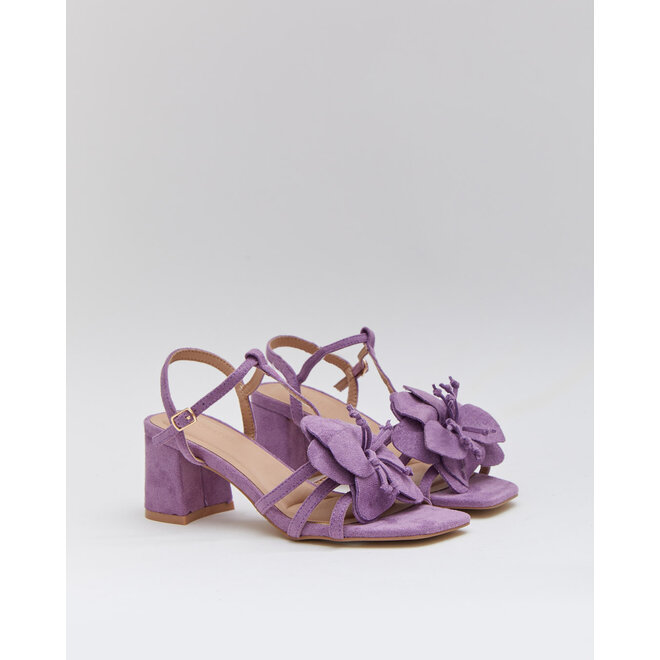 Sandalen mit Absatz Orange Wildleder Blume