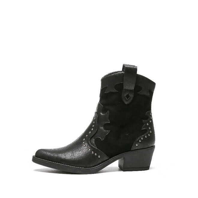 Cowboystiefel Schwarz Suedine Flamme Nieten