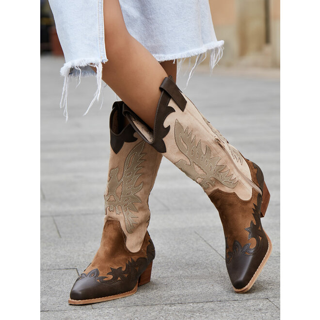 Cowboystiefel Braun Retro Beige
