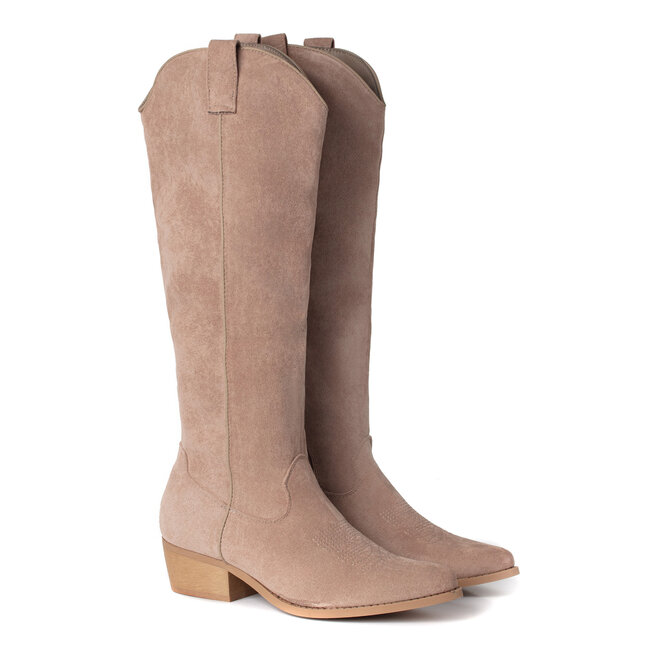 Cowboylaarzen Khaki Suedine hoog