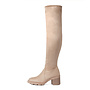 Overknee Stiefel Beige aus Veloursleder mit Blockabsatz