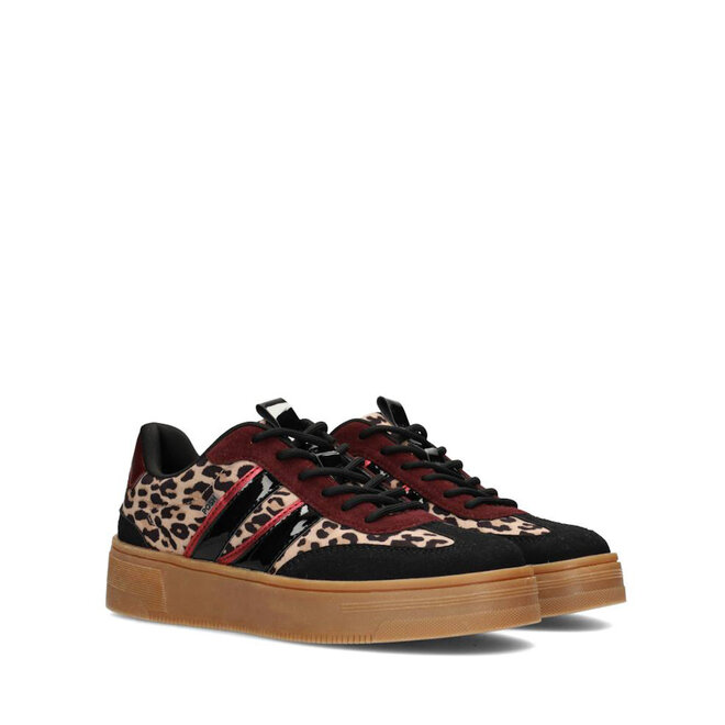 Sneakers Zwart Lily Leopard Rood
