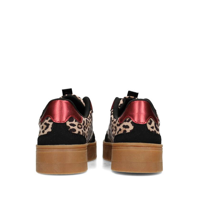 Sneakers Zwart Lily Leopard Rood
