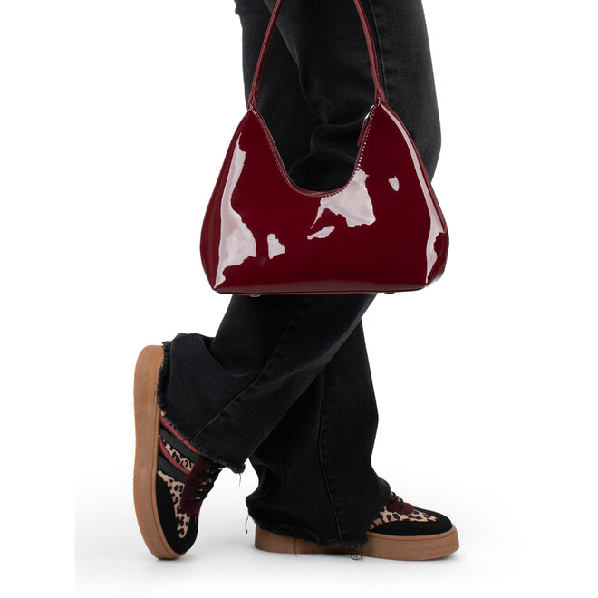 Sneakers Zwart Lily Leopard Rood