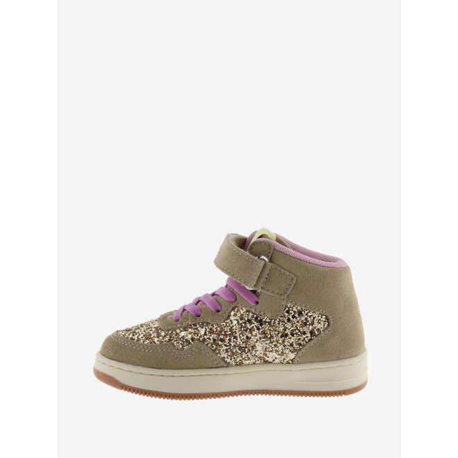Sneaker Mädchen Beige Klettverschluss Leopard Glitzer