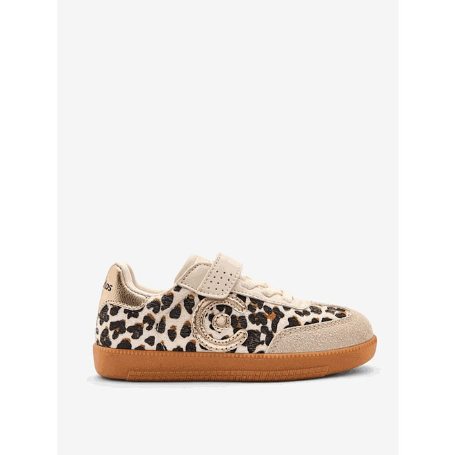 Sneaker Mädchen Creme Leopard Logo
