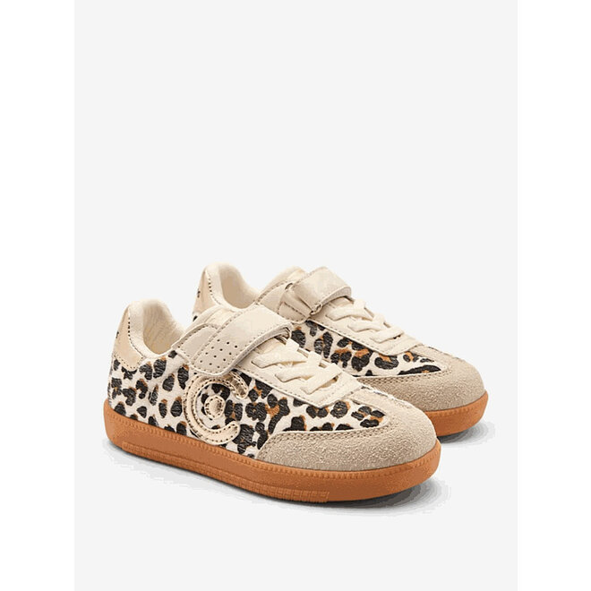Sneaker Mädchen Creme Leopard Logo