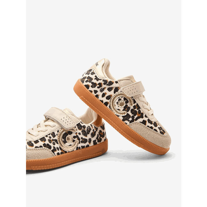 Sneaker Mädchen Creme Leopard Logo