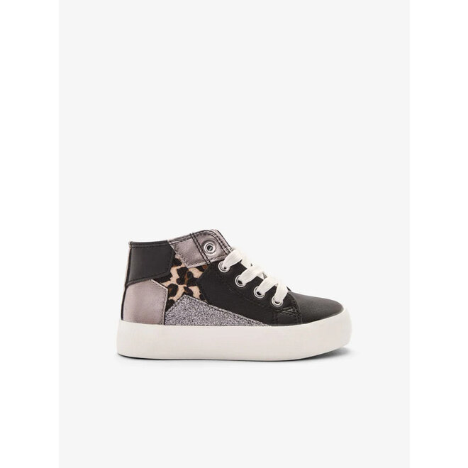 Hohe Sneaker Mädchen Schwarz Star Leopard