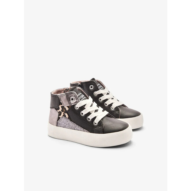 Hohe Sneaker Mädchen Schwarz Star Leopard