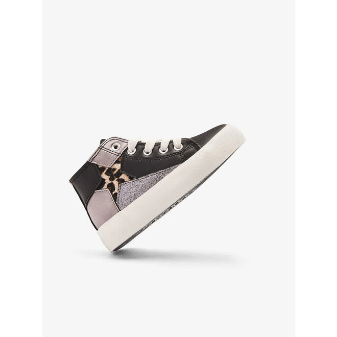 Hohe Sneaker Mädchen Schwarz Star Leopard