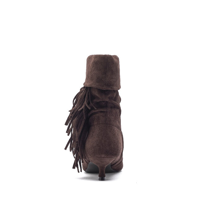 Stiefeletten Braun Suedine Fransen