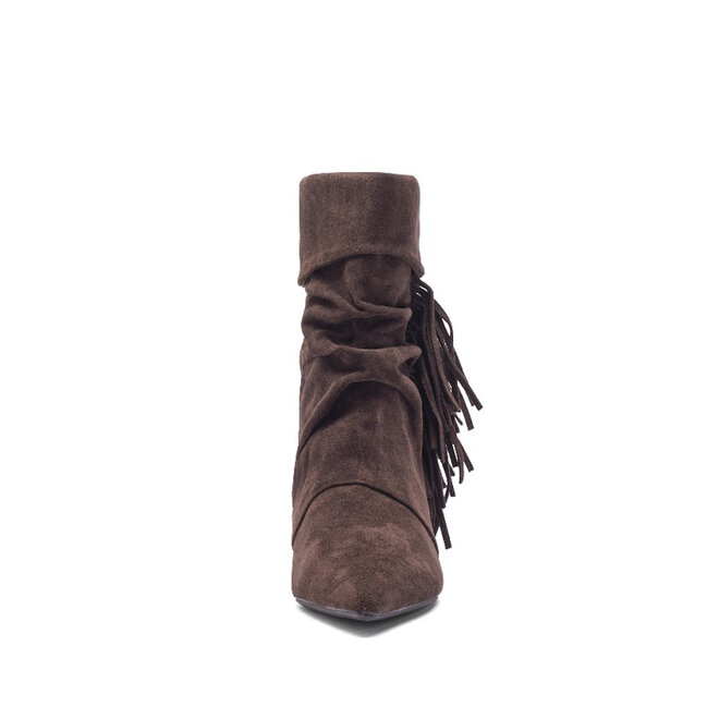 Stiefeletten Braun Suedine Fransen