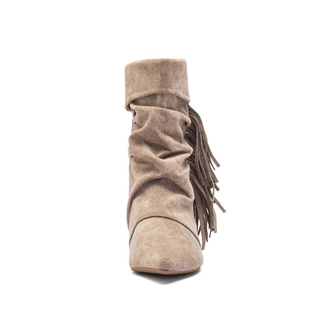 Stiefeletten Khaki Suedine Fransen