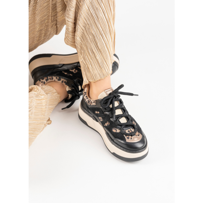 DWRS Turnschuhe WALTON schwarz leopard