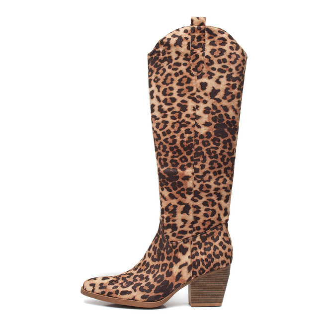 Hohe Cowboystiefel mit Leopardenmuster