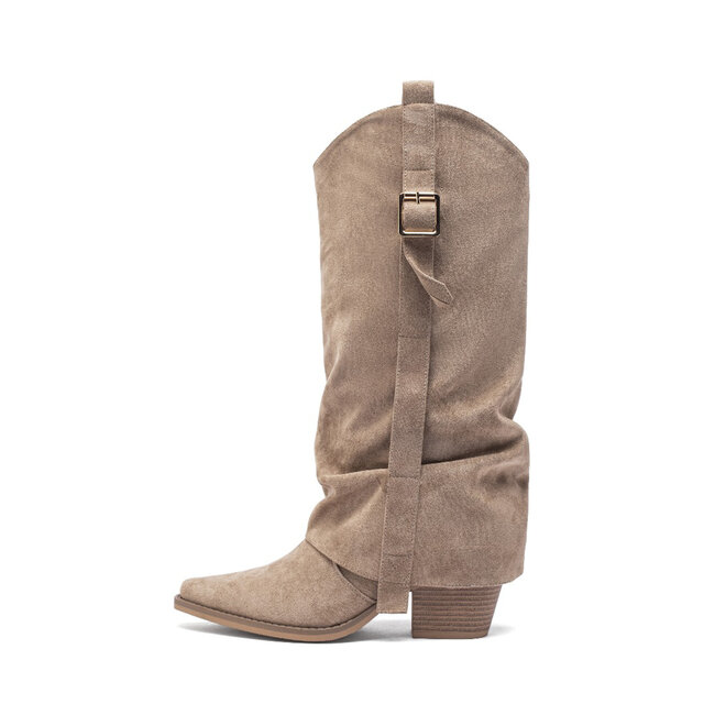 Cowboylaarzen Khaki Suedine Flap met Gesp