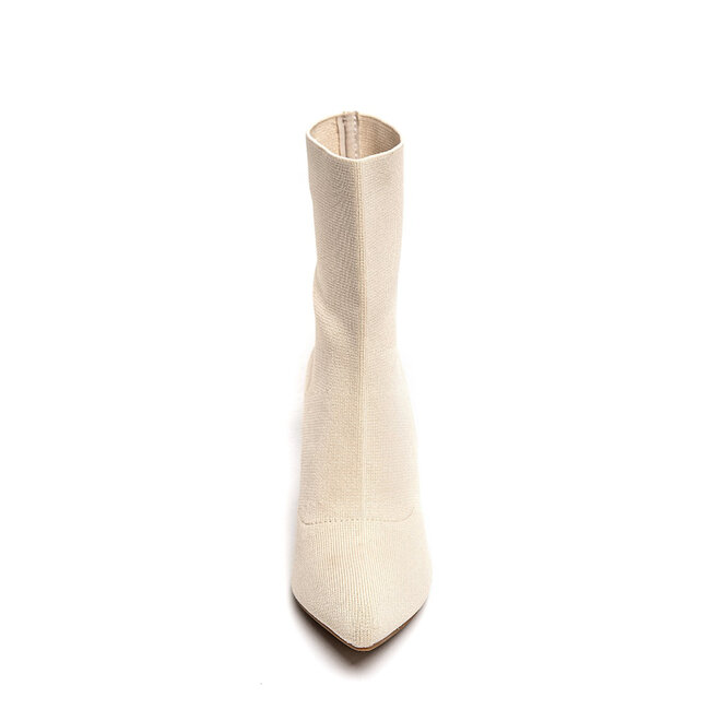 Sock Boots Beige mit Kittenabsatz