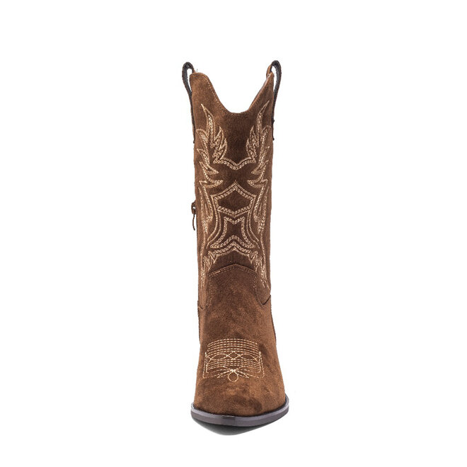 Cowboystiefel Braun aus Velours mit beigen Nähten