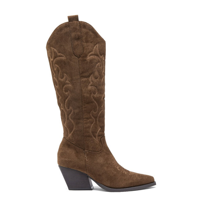 Hohe Cowboystiefel Braun aus Velours mit Nähten