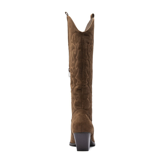 Hohe Cowboystiefel Braun aus Velours mit Nähten