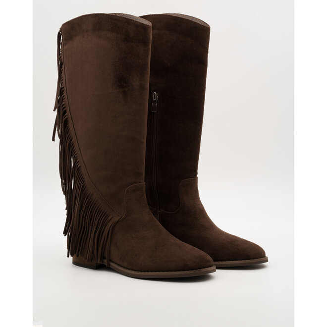 Westernstiefel Braun aus Velours mit Fransen