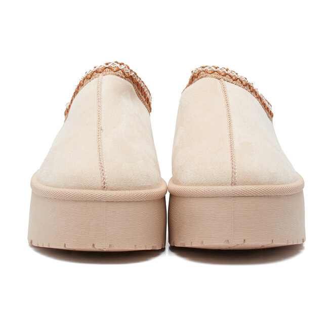 Instap Pantoffel Beige Suedine Zig Zag