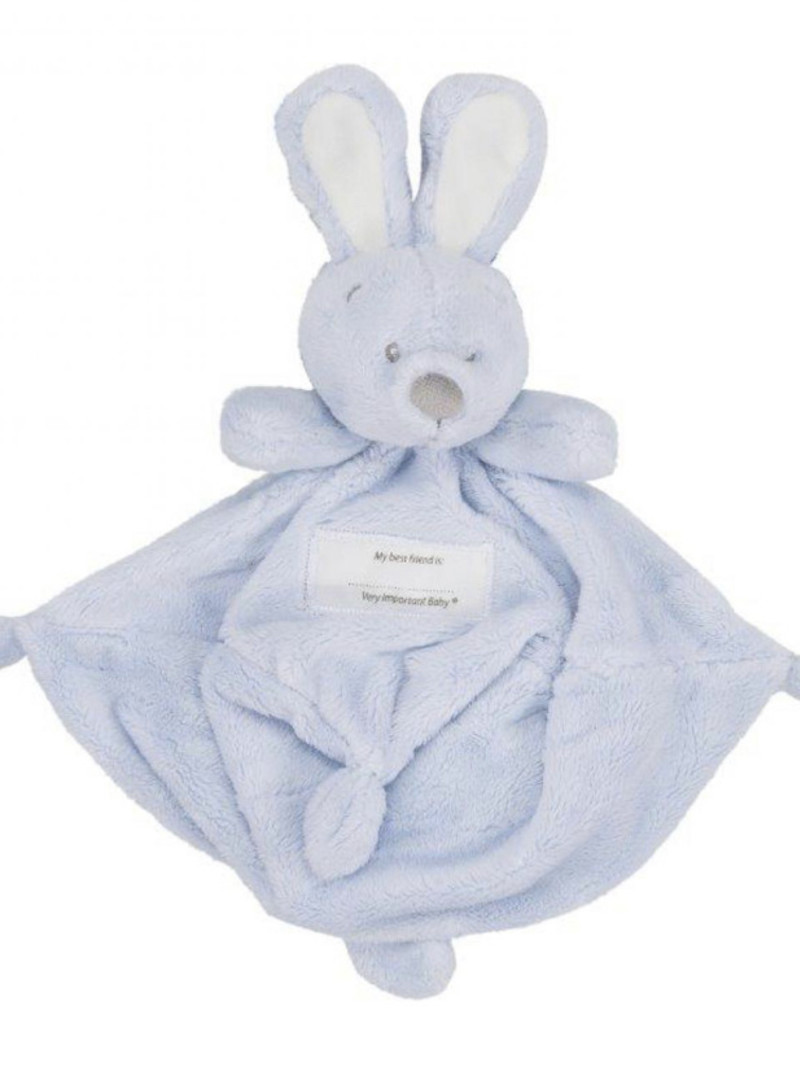 Knuffeldoekje met konijnenhoofd blauw