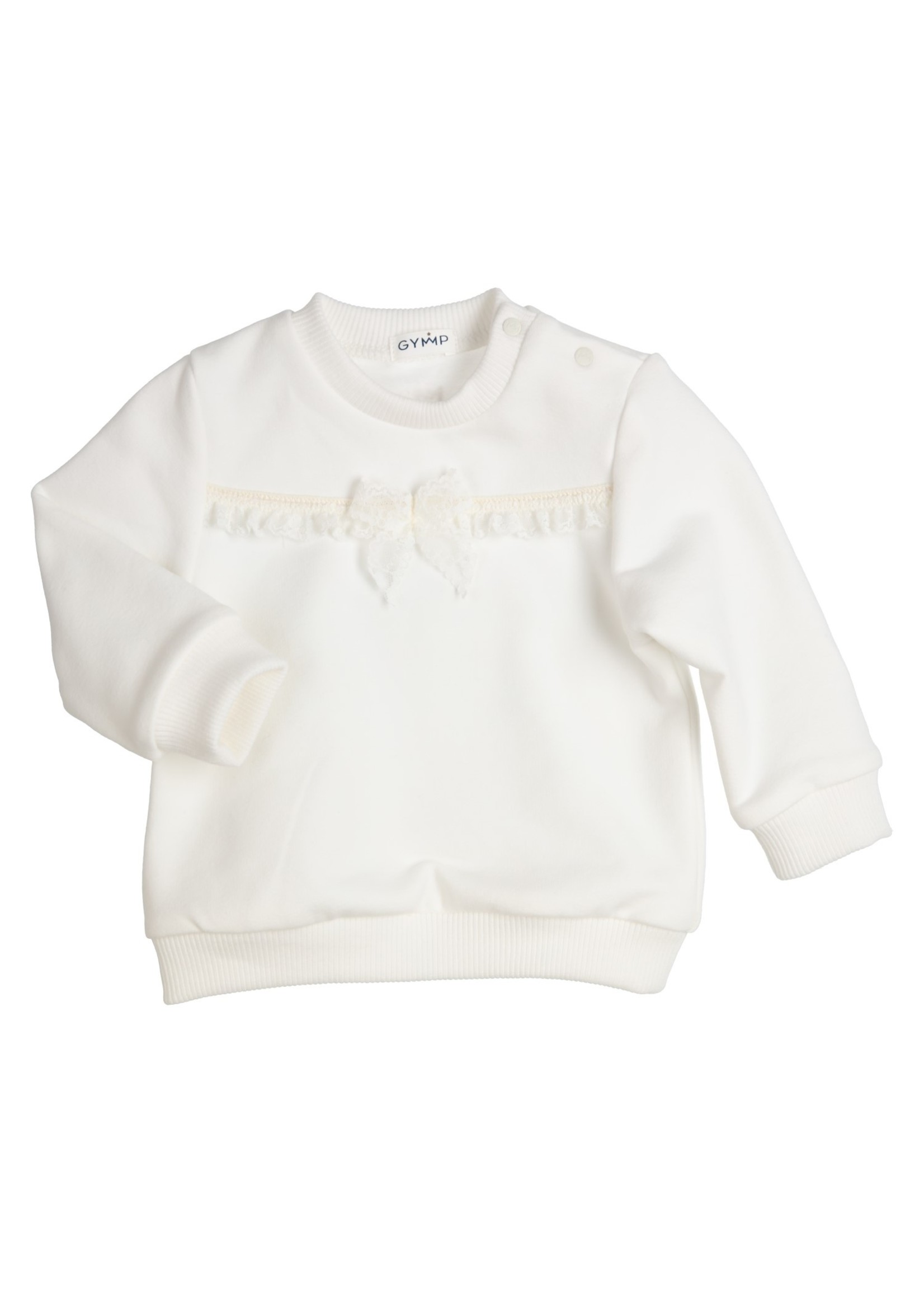 Gymp Gymp sweater bow and lace ribbon off white