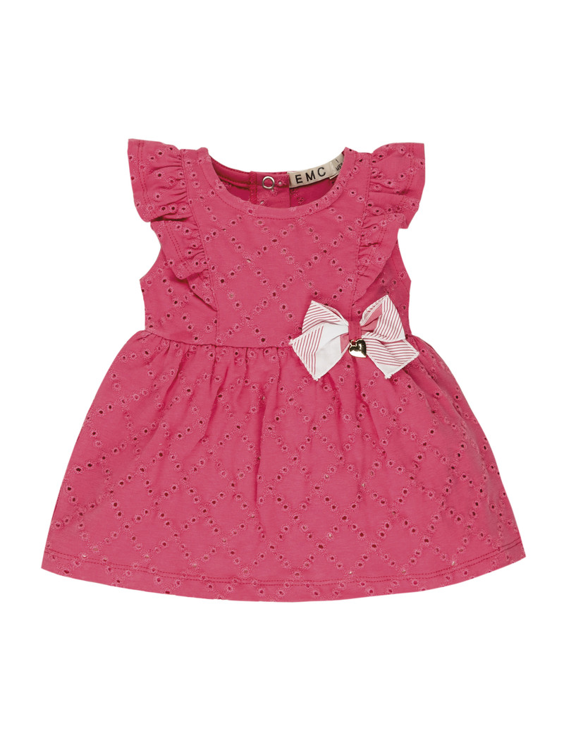 EMC broderie jurk met strikje roze