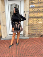 Dames Pleated skirt printed black/beige