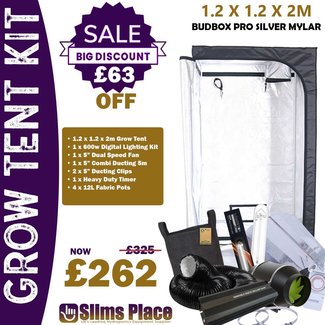 Grow Tent Kit BudBox PRO Tent Kit 1.2 x 1.2 x 2m Silver Mylar