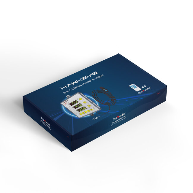 TrolMaster CM-1 Hawkeye 3-in-1 Monitor & Logger, 3-in-1 (Temp/Humid/CO2) Sensor, Ethernet Adapter; Free Smartphone App