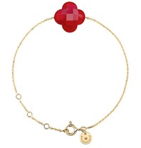 Morganne Bello Morganne Bello 1012YB1B196  Klaver armband rood quartz goud