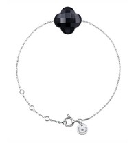 Morganne Bello Morganne Bello 1012WB1B115  klaver armband met onyx steen witgoud