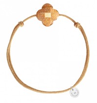 Morganne Bello Morganne Bello cord bracelet Sunstone clover stone beige gold