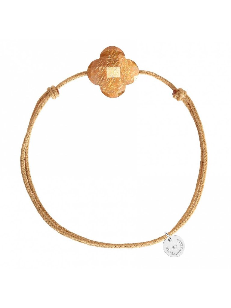 Morganne Bello Morganne Bello koord armband Sunstone klaver steen beige goud - Copy