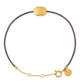 Morganne Bello Morganne Bello cord bracelet taupe with Cushion golden stone