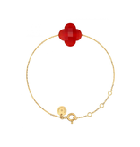 Morganne Bello Morganne Bello 1012YB107 Klaver armband rood Cornaline goud