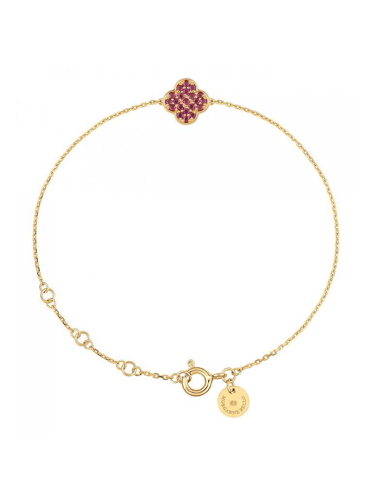 Morganne Bello Morganne Bello bracelet with clover stone ruby yellow gold