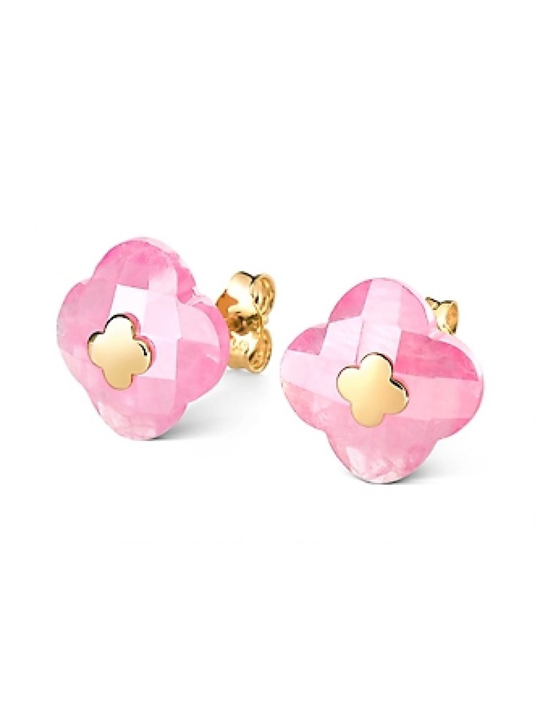 Morganne Bello Morganne Bello yellow gold earrings Rhodochrosit stone