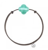 Morganne Bello Morganne Bello 1015X47B195 koord armband Amazoniet steen turquoise