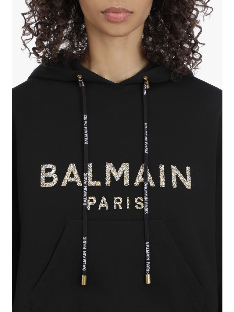 Balmain Balmain Cropped sweater with logo black gold