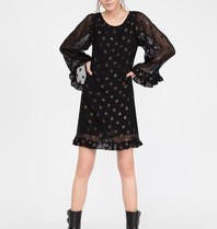 Semicouture Semicouture midi dress with wide sleeves flounces and dot details black