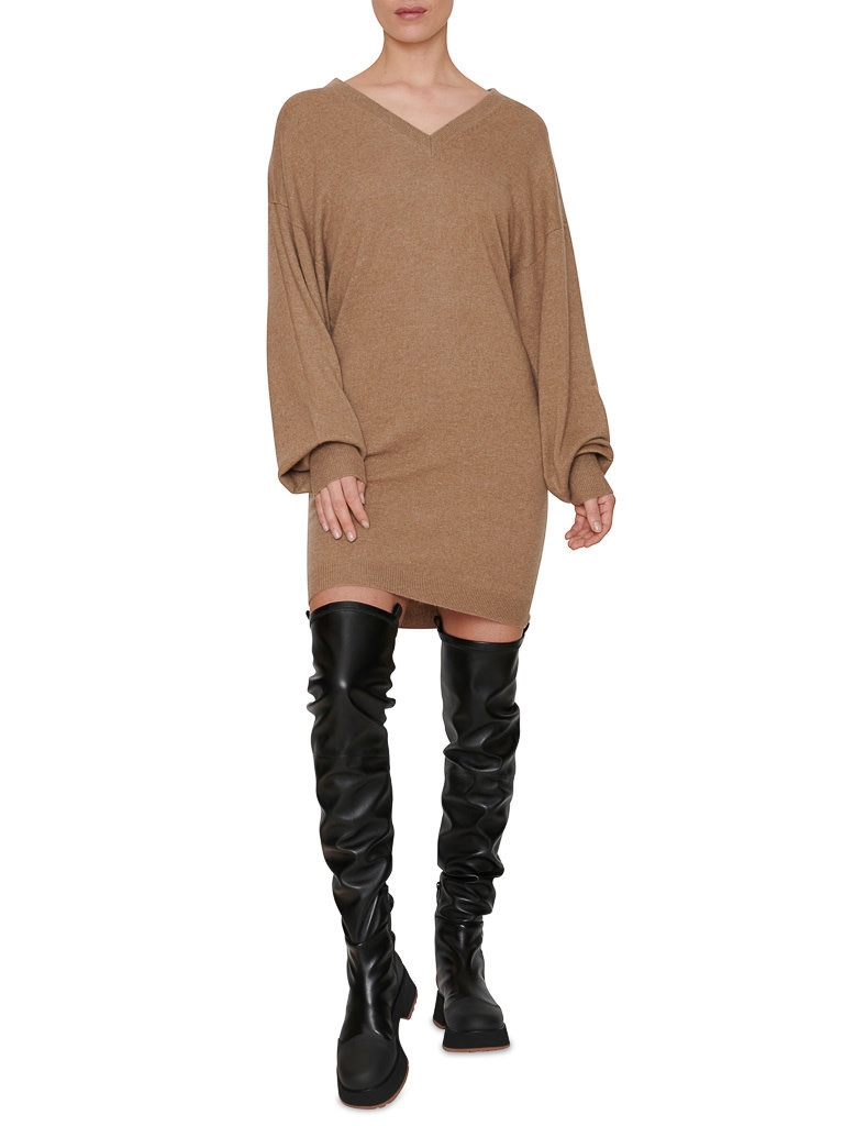 LOULOU STUDIO Gambier oversized kasjmier jurk safari