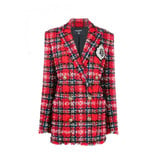 Balmain Balmain tweed blazer with double-breasted buttons and logo red