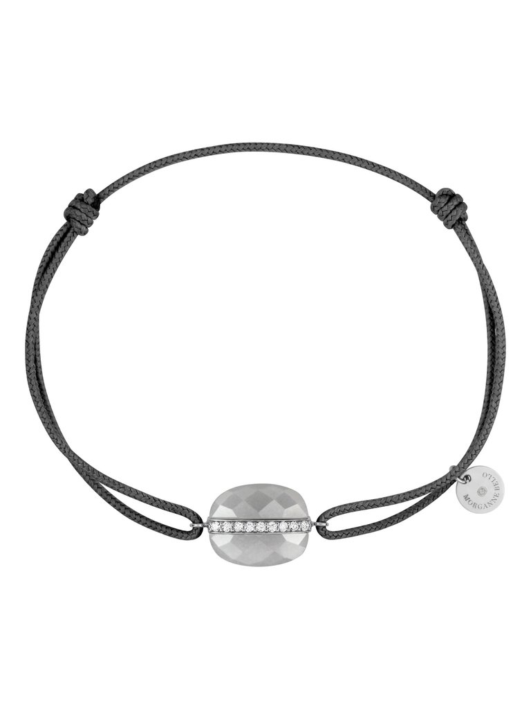 Morganne Bello Morganne Bello Aurora koord armband moonstone  donkergrijs