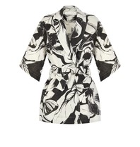 Rinascimento Rinascimento jacket met print en ceintuur zwart wit